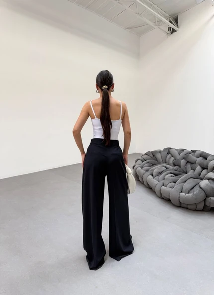 230 Gr Poly Viscose Full Lycra Pi̇leli̇ Palazzo Pantolon - Resim 2