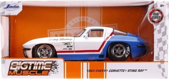 Jada Toys 1:24 BTM - '63 Chevy Corvette Sting Ray Döküm Araba - 6