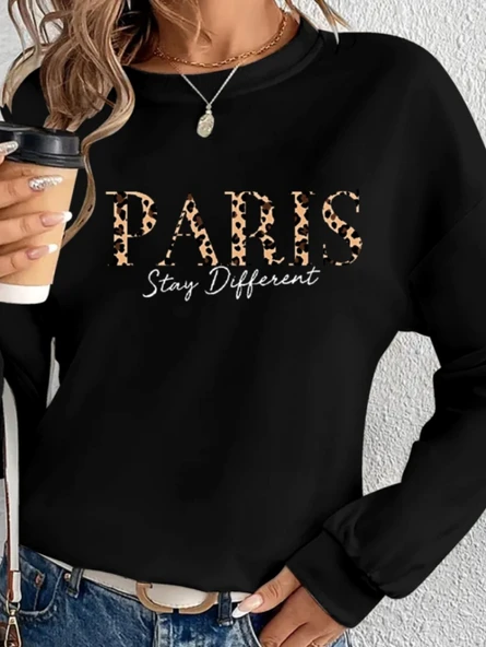 Kadın Uzun Kollu Bisiklet Yaka Desenli Viskon Iki Iplik Bluz - Resim 2