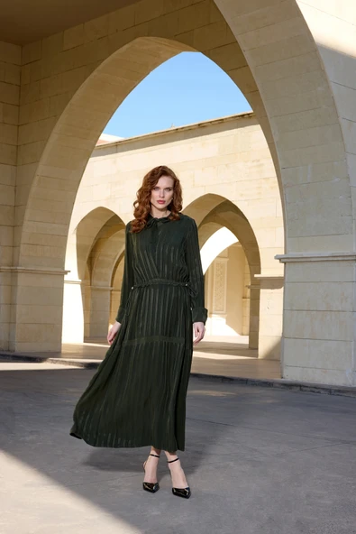 MİSSWHENCE İPEK ELBİSE 37810 YEŞİL - Resim 4