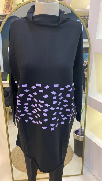 MİSSWHENCE Triko Damalı Tunik LİLA 242 ürün görseli 1