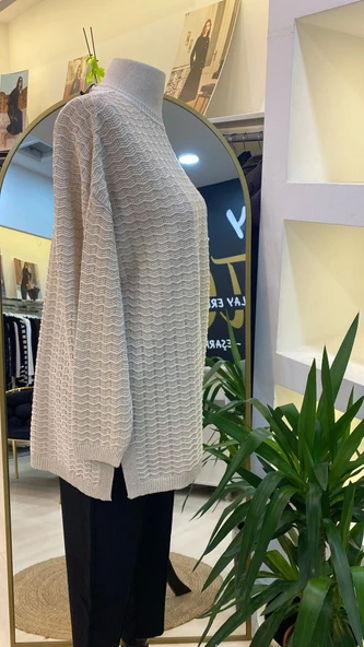 İNVEE TRİKO SİMLİ TUNİK 7063 KREM - Resim 8