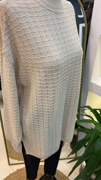 İNVEE TRİKO SİMLİ TUNİK 7063 KREM - Resim 10