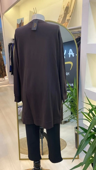 invee fermuar detayli tunik 7047 kahve - Resim 7