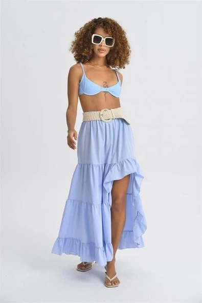 Audrey Fıfrlı Yırtmaç Detay Etek 4037 ürün görseli