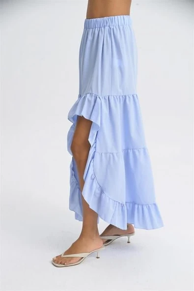 Audrey Fıfrlı Yırtmaç Detay Etek 4037 - Resim 6