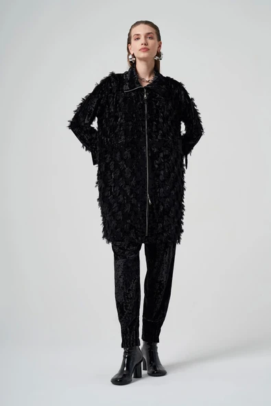 MİSSWHENCE Kadife Kap 36413 SİYAH - Resim 4