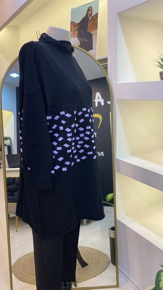 MİSSWHENCE Triko Damalı Tunik LİLA 242 - Resim 2