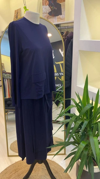 invee etekli cep detayli takim lacivert 7023 - Resim 8