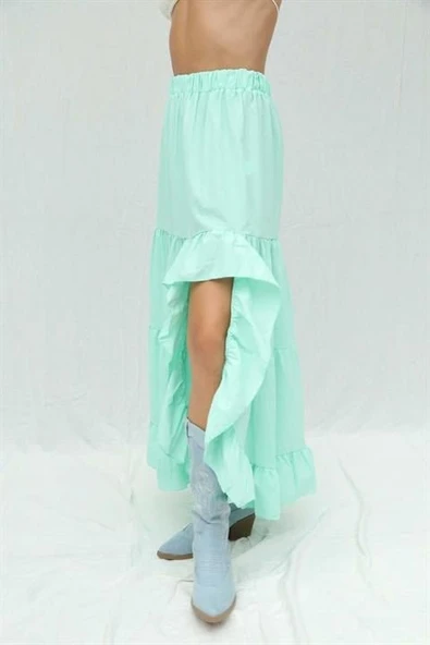 Audrey Fıfrlı Yırtmaç Detay Etek 4037 - Resim 6