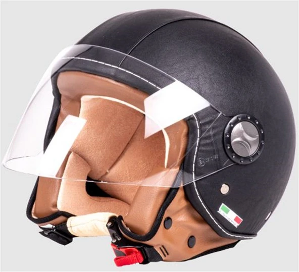 SWAY TEX 701 SİYAH DERİ AÇIK KASK LARGE ürün görseli