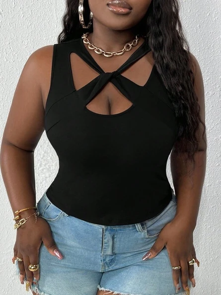 Kadın önden çapraz Detay Askılı Viskon Bluz - Resim 7