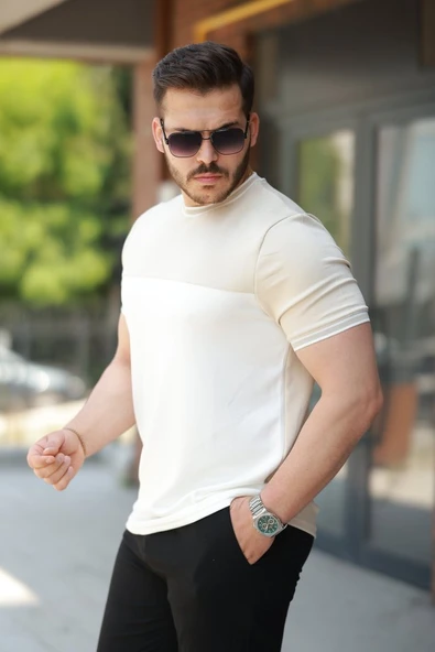 Erkek Parçalı Renk Kısa Kollu Tişört - Resim 2