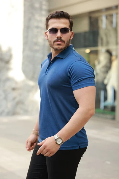 Erkek Yakalı Kısa Kollu Tişört - Resim 2