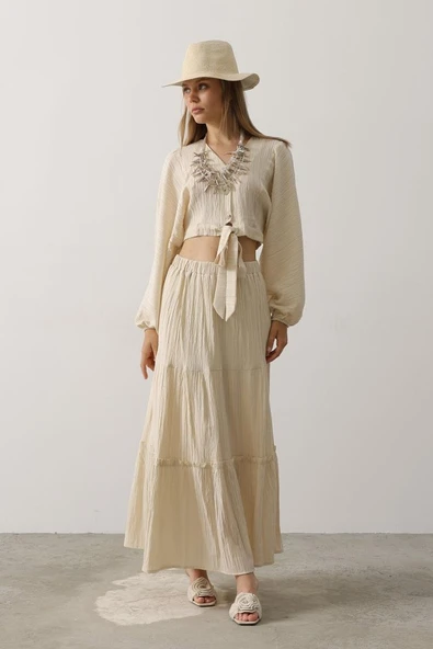 Balon Kollu Etekli Kaş Takım - Taş - Resim 3