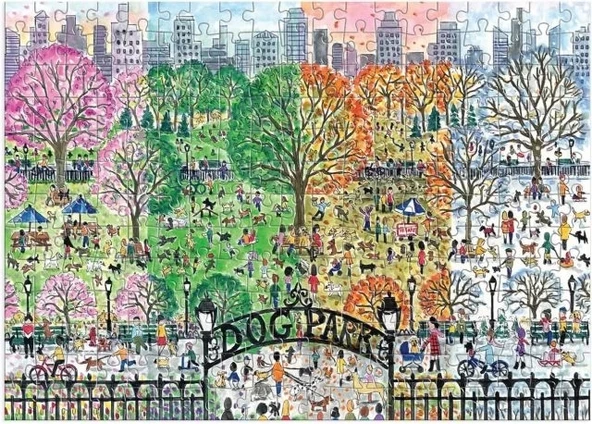 Galison 250 Parçalı Dört Mevsimde Köpek Parkı Ahşap Puzzle - Resim 2