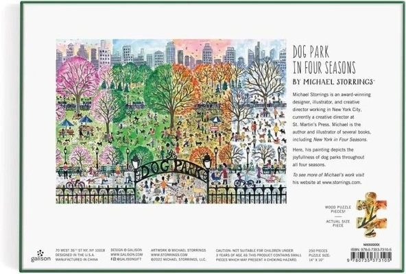 Galison 250 Parçalı Dört Mevsimde Köpek Parkı Ahşap Puzzle - Resim 4