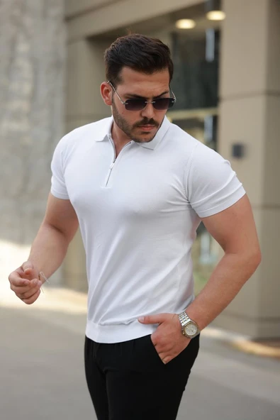 Erkek Fermuar Yakalı Kısa Kollu Tişört ürün görseli