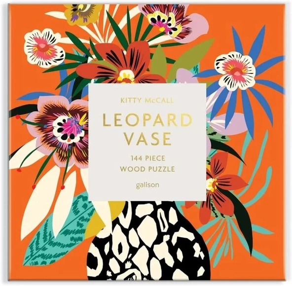 Galison Leopar Desenli Vazo Ahşap Puzzle - Resim 6