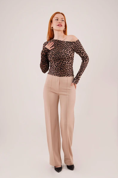 Ön Dikiş Detaylı Tek Düğme Taş Pantolon - Resim 4