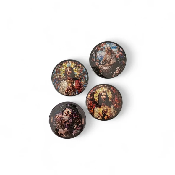 Aziz İsa Magnet Set 1 - 4'lü Jesus Christ Magnet - 3