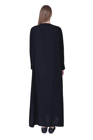 İNVEE GİZLİ DUGME DETAYLİ FERACE SİYAH 6968 - Resim 3