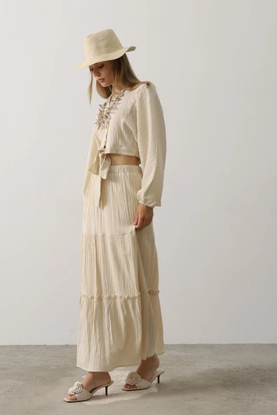 Balon Kollu Etekli Kaş Takım - Taş - Resim 4