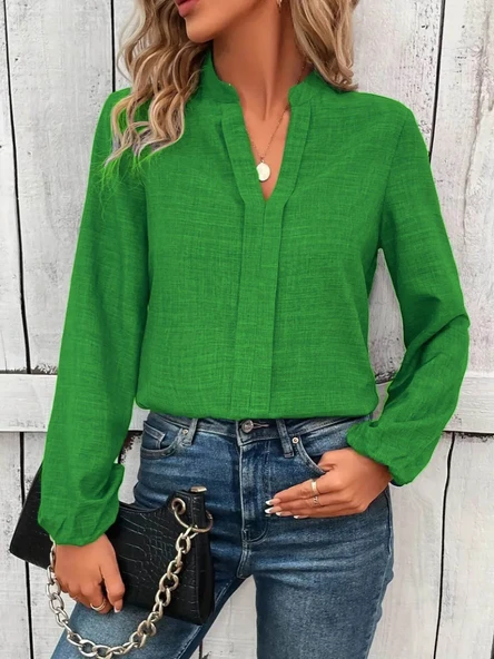 Kadın Uzun Kollu Hakim Yaka Bluz ürün görseli