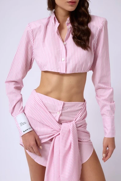 Bağlamalı Çizgili Etek - Resim 4