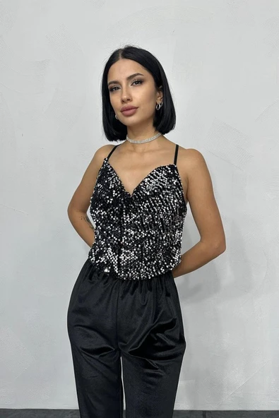 Gümüş Askılı Degaje Bluz ürün görseli