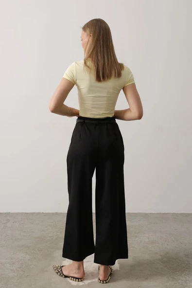 Kemer Pens Detaylı Pantolon - Siyah - Resim 4