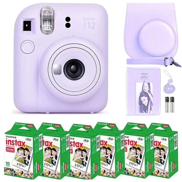 Fujifilm Instax Mini 12 Kamera/Mini Film (60 Sayfa)/Aksesuarlar - Mor - 2