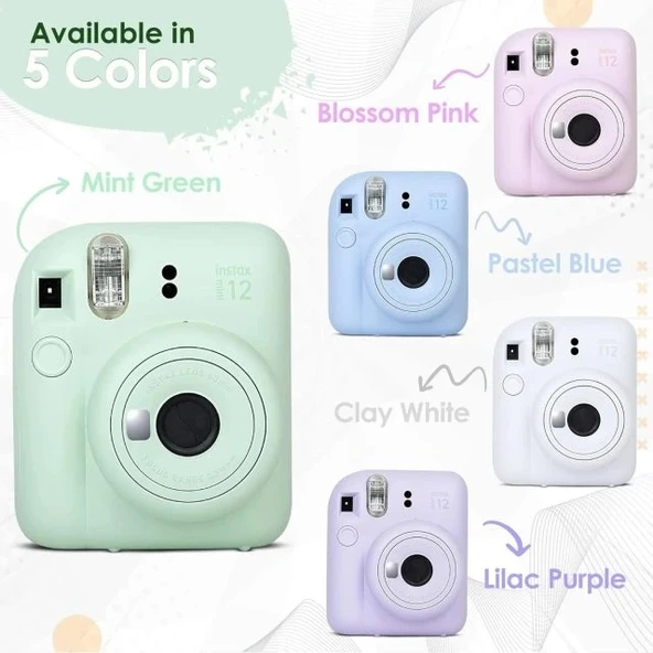 Fujifilm Instax Mini 12 Kamera/Mini Film (60 Sayfa)/Aksesuarlar - Mor - 8