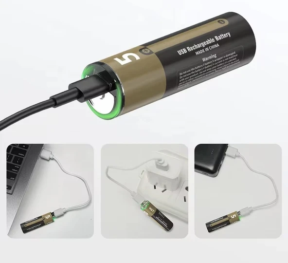 Ultratekno ULTAP105 USB Type-C Şarjlı AA Pil 1.5V Kalem Pil (2li Paket) Hızlı Şarj - 3