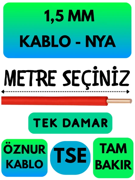 Öznur 1,5 MM NYA Kablo Metre Seçenekli (Kırmızı)