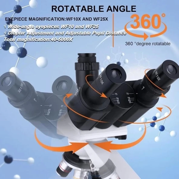 Herwicm 40X-2500X  Bileşik Trinoküler Mikroskop - Resim 4