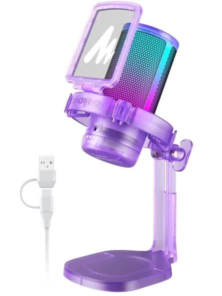 MAONO USB RGB Işıklı Kondenser Oyun Mikrofonu ürün görseli