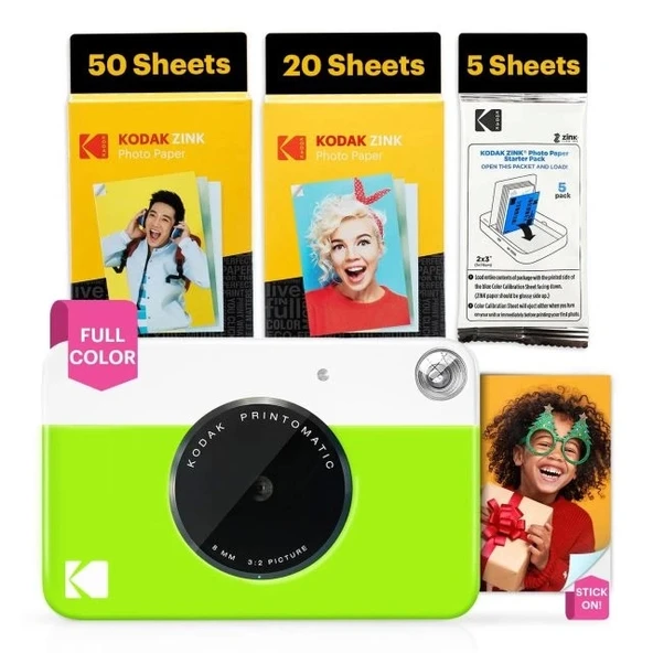 KODAK Printomatic Tam Renkli Anında Baskı Dijital Fotoğraf Makinesi - 75 Sayfalık Paket - Resim 7