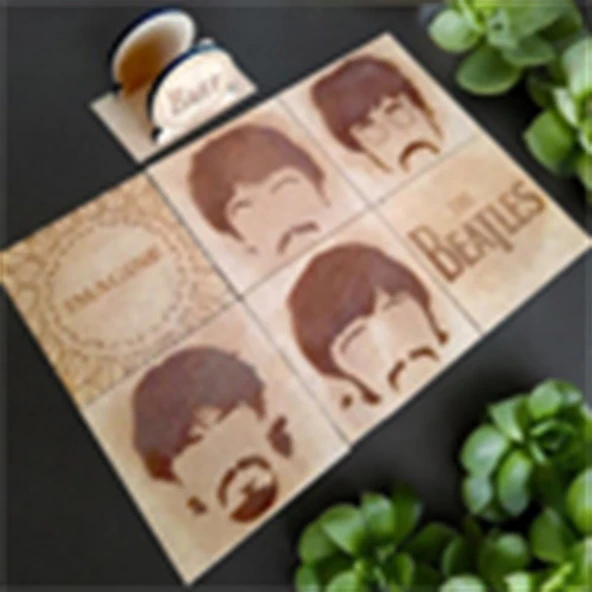 The Beatles Detaylı 6 Lı Bardak Altlığı - Resim 2