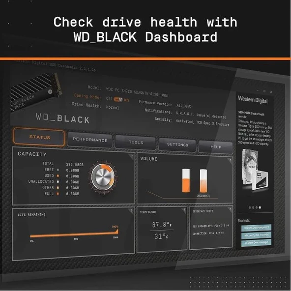 WD_BLACK 1 TB SN850 NVMe Dahili Oyun SSD Kartı - Resim 6