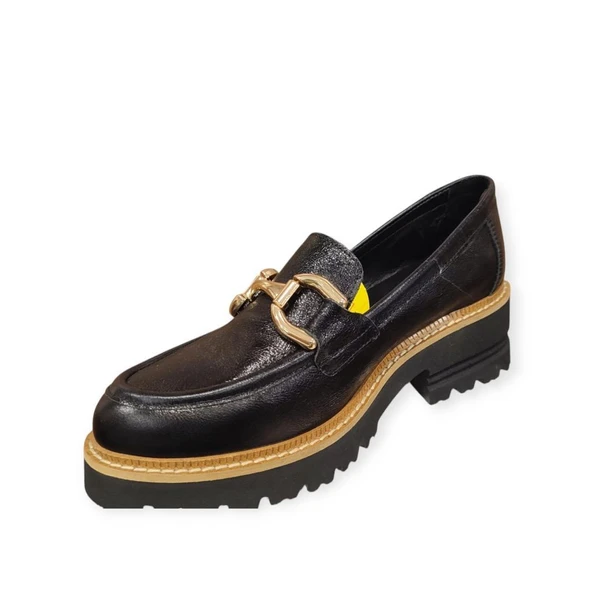 MAMMAMİA D25YA-3790 TOPUKLU HAFİF LOAFER DERİ KADIN AYAKKABI - Resim 3