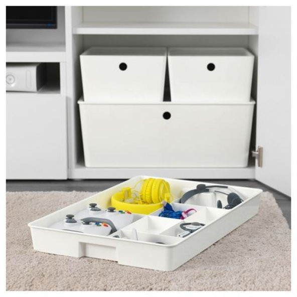 Çok Amaçlı Bölmeli Kutu Beyaz Renk IKEA Takı-Çekmece Düzenleme Kutusu 53x36x6 Cm - Resim 2