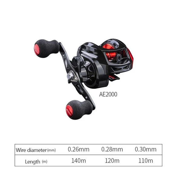Valkyrie AE2000 Baitcasting Sol El Çıkrık 7:2:1 Olta Makinesi Motoru - 6