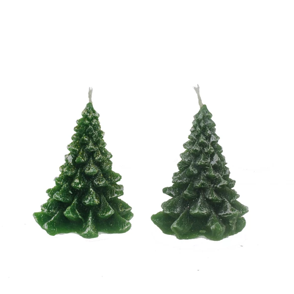 9cm Çam Ağacı Mum Yılbaşı Üstü Simli Kısa - Resim 3