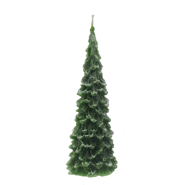 15cm Çam Ağacı Mum Yılbaşı Üstü Simli Uzun - 3