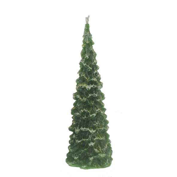 15cm Çam Ağacı Mum Yılbaşı Üstü Simli Uzun - 4