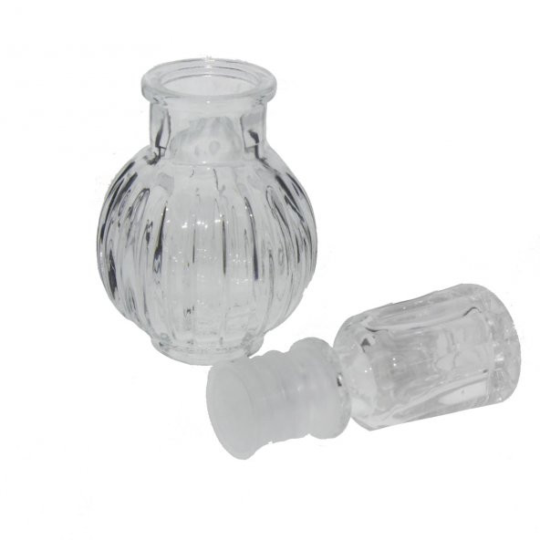 5 Adet 5,5x11cm Kristal Cam Kapaklı Şişe Çok Çizgili - 3