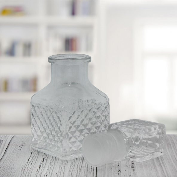 5 Adet 4,5x11cm Kristal Cam Kapaklı Şişe Baklava Motif - 2