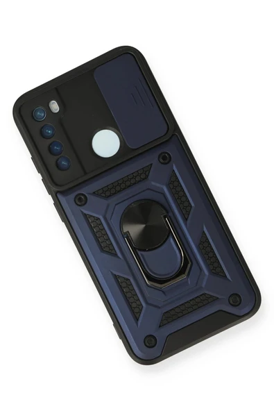 Xiaomi Redmi Note 8 Kılıf Pars Lens Yüzüklü Silikon - Lacivert - 3