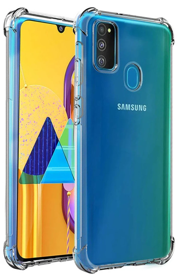 Samsung Galaxy M30s Kılıf Darbelere Dayanıklı Sert Silikon Şeffaf